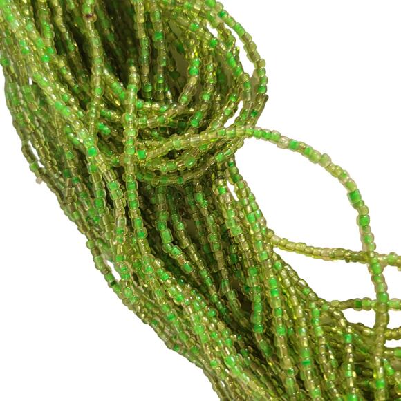 48" Long Lime Green Seed Bead Necklace Boho Multistrand India Handmade NEW - Picture 4 of 9